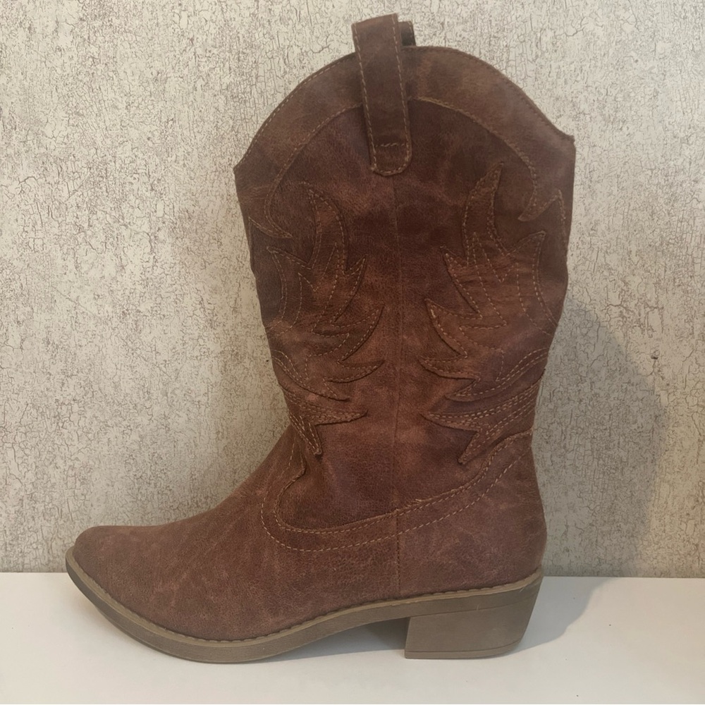 Rampage Cowboy Boots Brown Faux Vikki Women’s 7.5 New 328319 - Picture 5 of 9